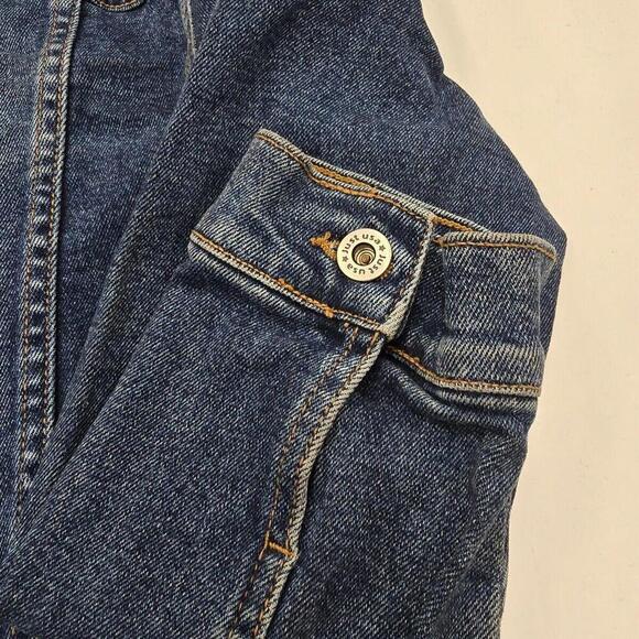 Y2K Just Jeans Denim Jacket Women's 2XL Blue Button Up Long‎ Sleeve Stretch 45-1 - Picture 9 of 10